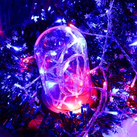 4th of July Decorations Patriotic Decor Lights, Red White and Blue String Lights Indoor, 200LED 66FT Outdoor, 8 Modes for Memorial Day Christmas, Independence Day, Bedroom, Garden, Patio, Yard