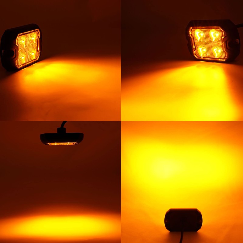 DUNTUO LED Strobe Light Amber Emergency Kit Grille Quad Sync