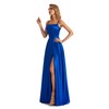 Lecureler Lecureler Satin Spaghetti Strap Prom Dress Navy Blue Size