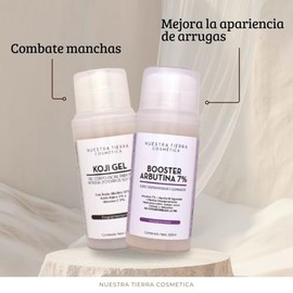 Nuestra Tierra Cosmetica Kit Despigmentante, Koji Gel y Booster Arbutina 7%, Tratamiento Facial y Corporal, 100ml Cada Uno