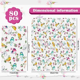 FYSUIMU 80Pcs Floral Bird Guest Napkin Flower Bird Disposable Paper Napkin Spring Dinner Hand Towel Napkin for Home Kitchen Bathroom Party Supplies
