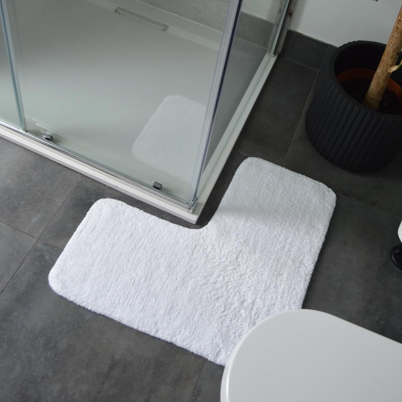 Allure Corner Shower Mat – 100% Cotton L-Shaped Bath Mat