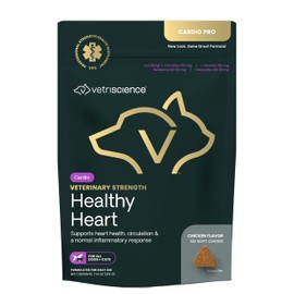 VetriScience Veterinary Strength Healthy Heart Chews - Heart & Energy Supplement for Pets - Cardiovascular Supplement - Pet Blood Flow Support - Chicken Flavor - 60 Count