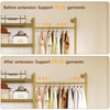 L2 Wall Mounted Closet System, Industrial Pipe Clothing Rack Clothes
