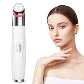 Aolso Eye Massager with Heat,Light Therapy Wand,Anti-Aging Eye Wand for Reduce Puffiness and Dark Circles and Promote Essence Absorption,Collagen Boosting Face Massager for Eyes, Face and Neck-White
