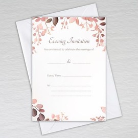 Rose Gold Eucalyptus Wedding Evening Invitations with Envelopes/Evening Reception Invites/Dusty Pink Leaves: Rose Gold Eucalyptus Wedding Evening Invites (Pack of 50 with Envelopes)