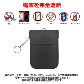 Modest Joy Radio Wave Blocking Key Case, Relay Attack Prevention, Anti-Theft, Car Security, Anti-theft Measures, Anti-Skimming, PU Leather, Anti-Electromagnetic Waves, Black