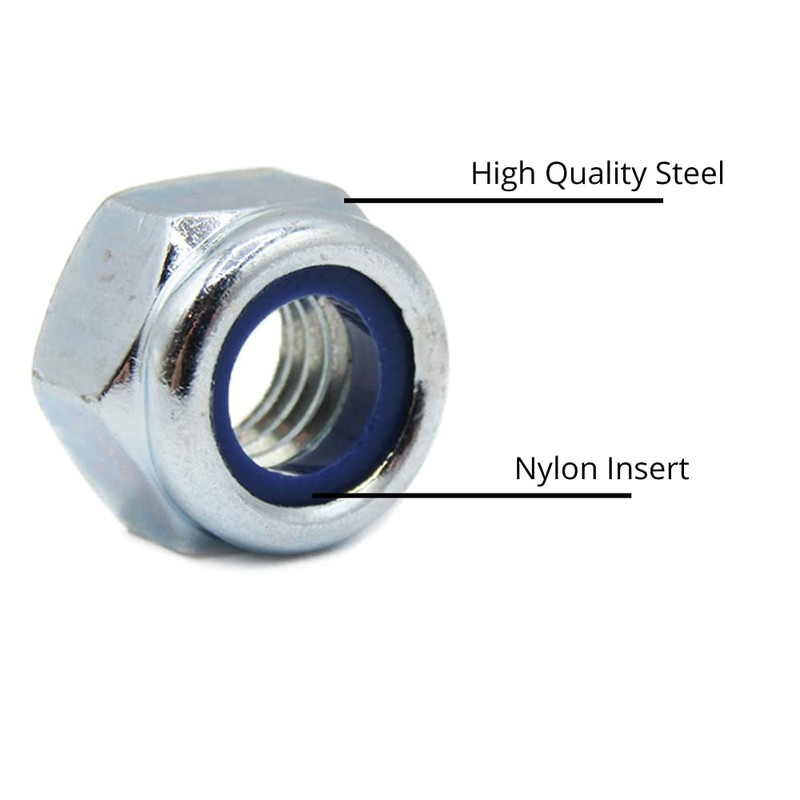 TAORAYO 50pcs Hex Lock Nuts Nylon Lock Nuts Nylon Lock