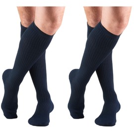 Truform 1933, Athletic Compression Socks, Over the Calf Length, 15-20 mmhg, Navy, Large (Pack of 2)