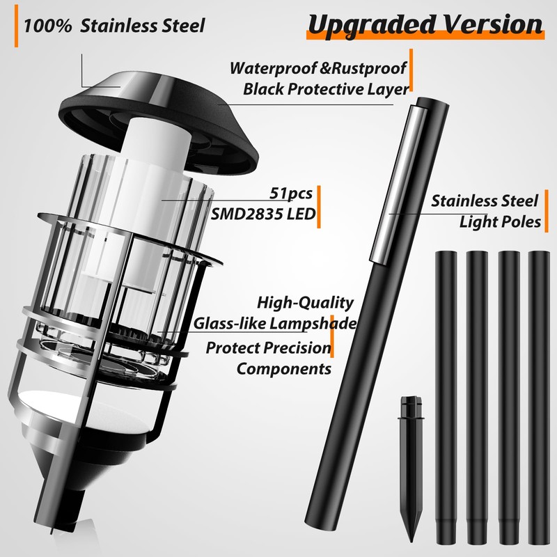 ZOOHAR Solar Outdoor Lights,Extra-Tall Solar Torches with Flickering Flame 2-Pack