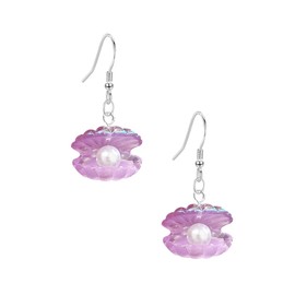 QIAOLEHUI Sweet Cute Seashell Pearl Dangle Earrings Beach Pearls Sea Shell Earrings for Women Ocean Jewelry Accessories (Violet)