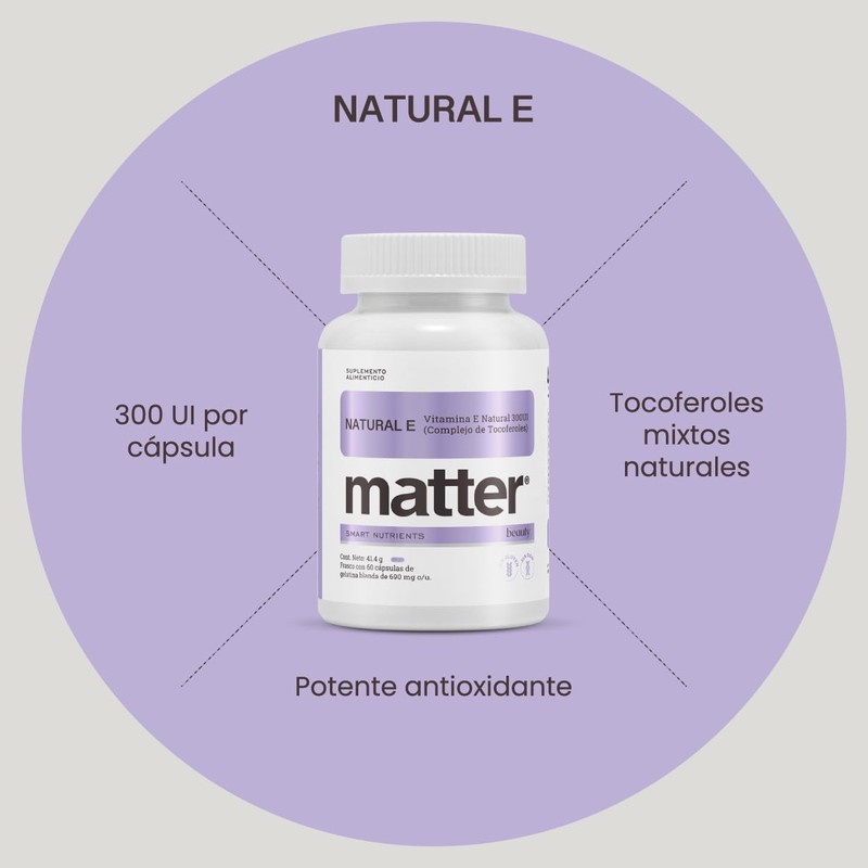 Matter Smart Nutrients Natural E Complejo de Vitamina E, Antioxidante