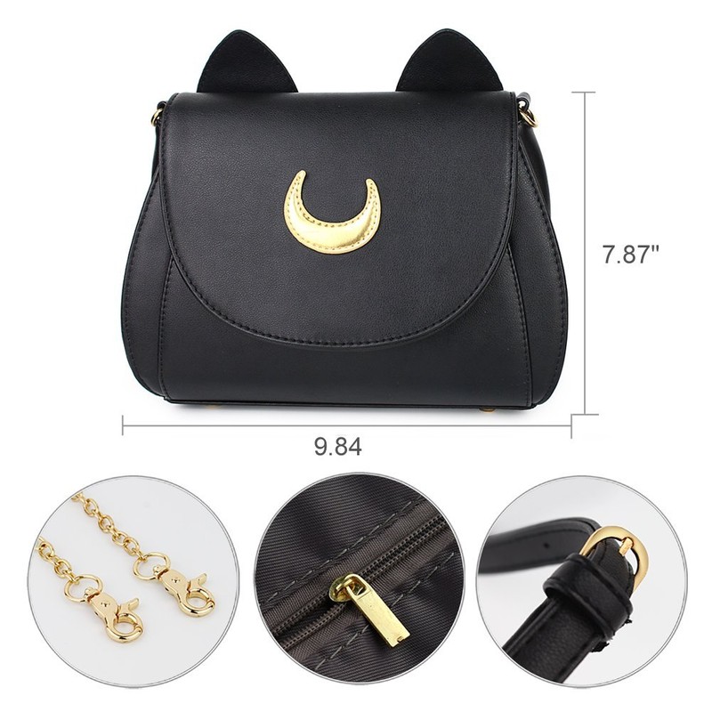 Women's Moon Purses Crossbody Bags Pu Leather Gothic Purse Cat