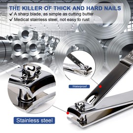 Manicure Pedicure Kit Nail Clippers Set Fingernails & Toenails Vibrissac Scissor 5 Pieces Best Care Tools for Man & Women with Travel Case (Gray/Black_A) (Primary Color of Stainless Steel_A)