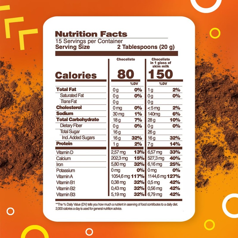 Chocolisto Instant Chocolate Drink, Nutritious Beverage with Vitamins and Minerals,