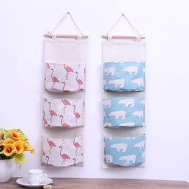 TopHomer 2 x Aufbewahrungstasche zum Aufhängen an der Wand, wasserdicht, Organizer für Türen, Schränke, Leinen, 3 Taschen, Organizer für Schlafzimmer, Badezimmer, Küche