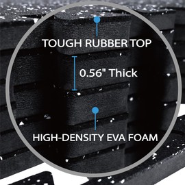 Vivaluz 0.56 Inch Thick 48 Sq Ft Gym Flooring for Home Gym, 12 Tiles Robust Rubber Top with Eva Foam Exercise Equipment Mats, Protective Flooring Puzzle Mat for Fitness Room