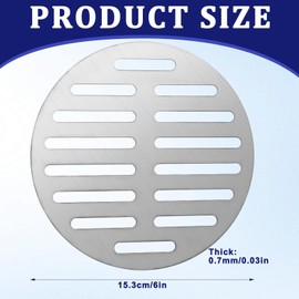 Piriuuo 6 Inch Round Floor Drain Cover, 6 Inch Stainless Steel Shower Drain Cover Universal Basement Drain Cover Sewer Drain Cover for Furniture Repair Bathroom Kitchen (Silver)