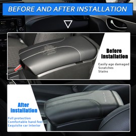 XYHGM Car Center Console Armrest Cover for Nissan Rogue 2014-2020 Leather Anti-Scratch Central Box Lid Protector Cushion Interior Accessories-Black Stitches
