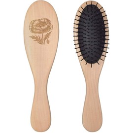 'Poppy With Bud' Wooden Hairbrush (HA00055508)