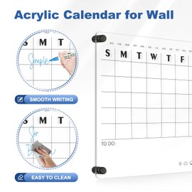 AMUSIGHT Acrylic Calendar for Wall Whiteboard, 12" x 12" Weekly Clear Dry Erase Board, Small Planning Board White Board for Wall, Home, Office, School