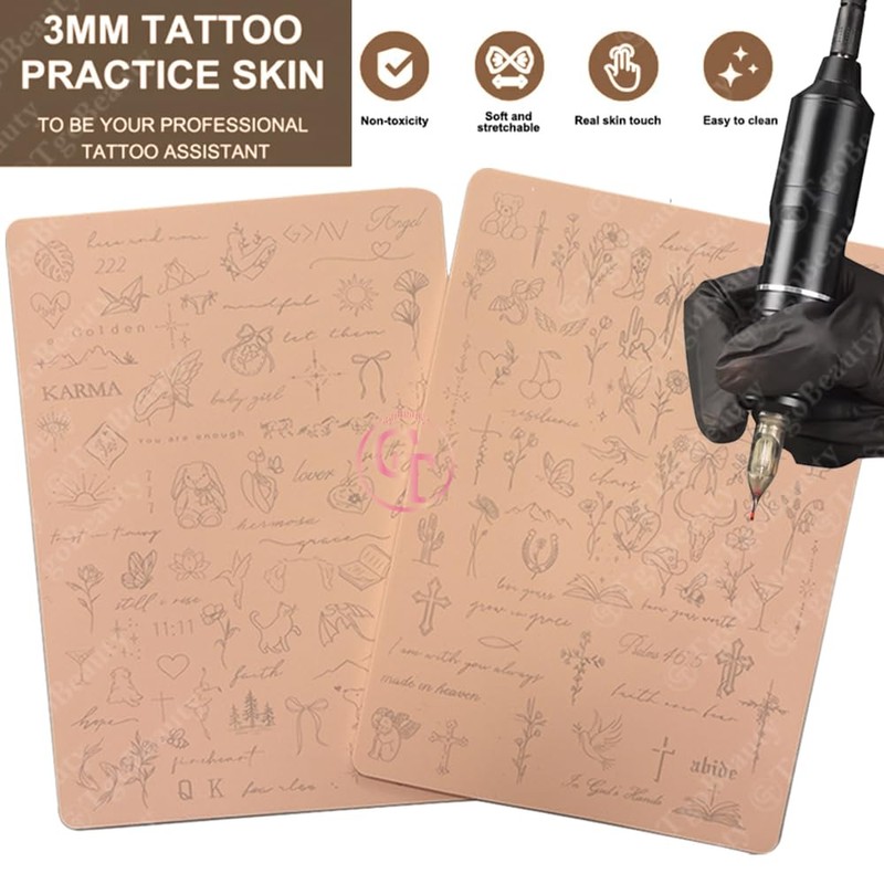 3mm Thick Tattoo Fake Skin Double Sides Pre-printed Fine Line