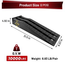 ROBLOCK Heavy Duty Car Ramps for Oil Changes and Jack Support, Portable Low Profile Car Ramps for High Lift, Vehicle Ramps for Garage, 31.5''x8.1''x4.9'', G.V.W 10000 LBS, 2 Packs