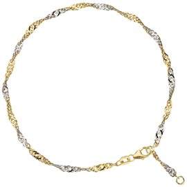 Jobo Women's Anklet Made of 925 Sterling Silver Gold-Plated 2.9 mm 25 cm, Silver, No Gemstone