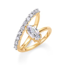 PAVOI 14K Gold Plated Cubic Zirconia Crossover Ring for Women | Simulated Diamond Open Twist Eternity Stacking Bands | CZ Statement Engagement Rings, 5, Yellow Gold, 2312-R01-5Y