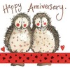 ALEX CLARK Happy Anniversary Owls Foil Card