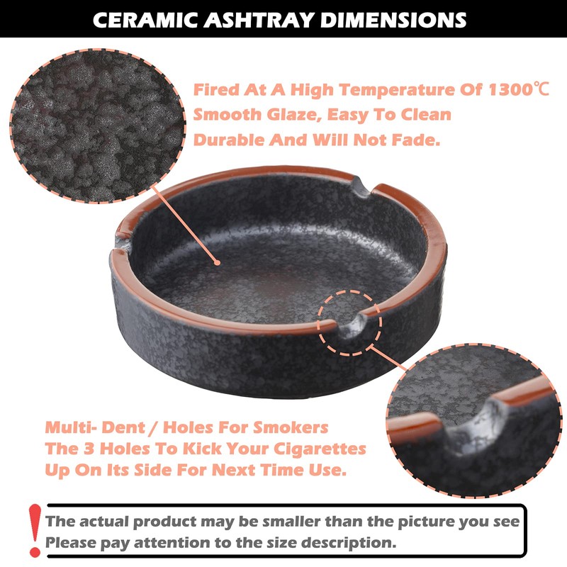 OUSACE Ceramic Ashtray Stylish Indoor & Outdoor Cigarette Ashtray for