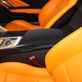Center Console Armrest Cover for Chevy Corvette C7 2014-2019, Armrest Box Panel Trim, Armrest Arm Rest Cap Cover, Console Lid Cover, Armrest Container Cushion Protector Accessories, ABS (Carbon Fiber)