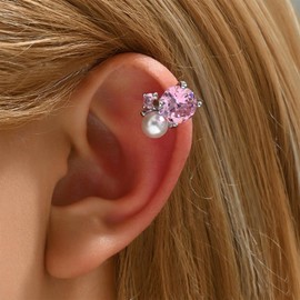 Ear Cuffs Non Piercing Non-Pierced Ear Cuffs with Pearl Rhinestone Cartilage Gold-Tone Clip-On Earrings for Women Trendy Adjustable Jewelry Gift 2025 Fashion