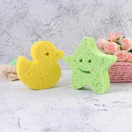 HOMSFOU Baby Bath Sponge, Skin Friendly Bath Scrubber for Newborn Babies, Wood Pulp, Good Foaming, Cute Bath Spoons for Bath Play