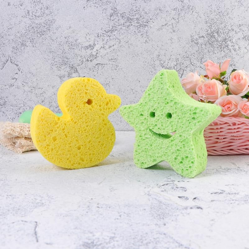 HOMSFOU Baby Bath Sponge, Skin Friendly Bath Scrubber for Newborn