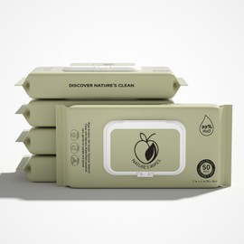 Nature’s Wipes – Plant-Based Flushable Wet Wipes for Adults, Hypoallergenic & Alcohol-Free – Extra Soft, Biodegradable, Septic Safe & Travel-Friendly – Resealable Pack (5 Packs, 50 Each)