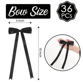 AIMUDI Black Bow 5 × 10" Satin Bow for Gift Wrapping Twist Tie Bows Premade Ribbon Bows for Bouquets Invitations Baskets Crafts Wreaths Wedding Birthday Baby Shower Party Decorations, 36 PCs