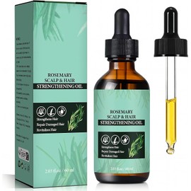 Aceite De Romero：Aceite de Romero para El Cabello-100%, Aceite Esencial de Romero para Cabello ，Estimula el Crecimiento del Cabello, Ideal para Cejas, Pestañas, Barba y Cabello Seco y Dañado.（60ml）