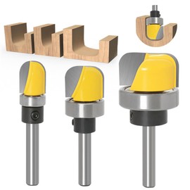 ASNOMY 1/4 Inch Shank Bowl and Tray Router Bit,3Pcs Cove Juice Groove Router Bit Set with Ball Bearing Dish Carving Router Bits Wood Cutter Bowl Pattern Router bit