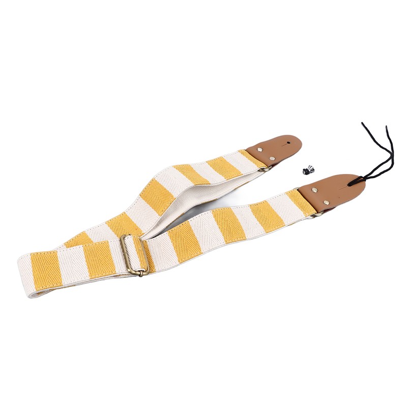 Guitar Strap Stylish Stripe Pattern Thickened Cotton Leather Adjustable Guitar