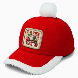 KLDADY Tis The Season Hot Cocoa Printed PU Leather Christmas Hat – Festive, Stylish Holiday Headwear for Christmas Parties, Family Gatherings, and Winter Celebrations