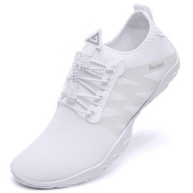 Racqua - Zapatos de agua para hombre y mujer, de secado rápido, ligeros, zapatos de playa descalzos, Hd131-blanco, 10 Women/9 Men