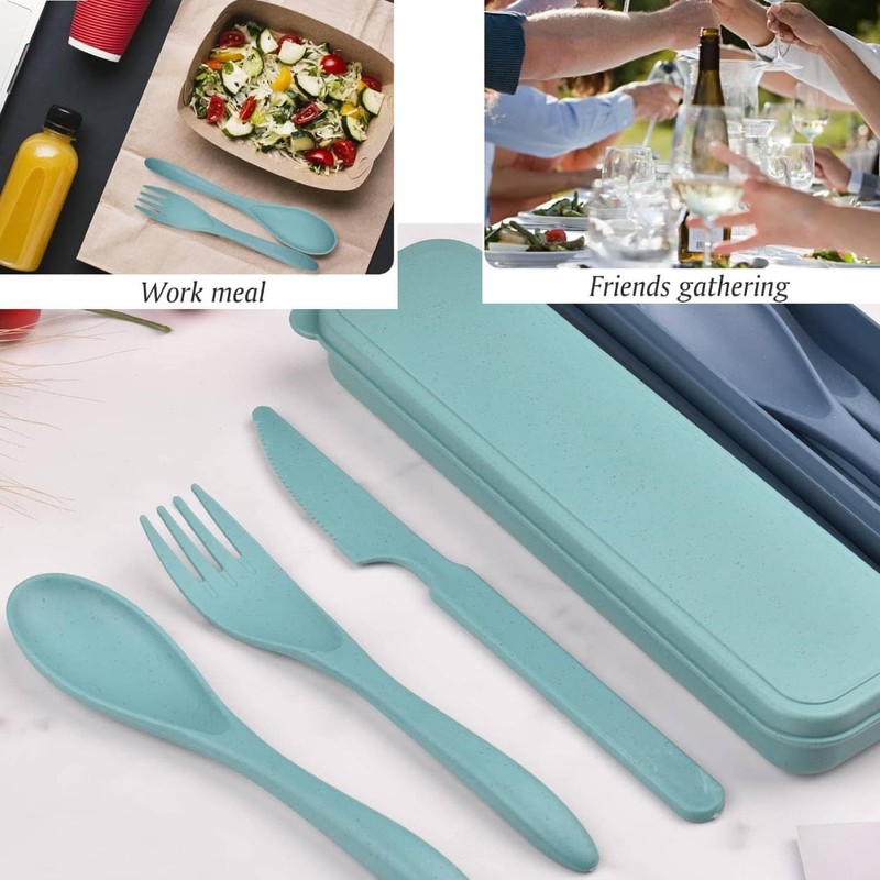 2 Sets Portable Reusable Cutlery Set with Case – Eco-Friendly