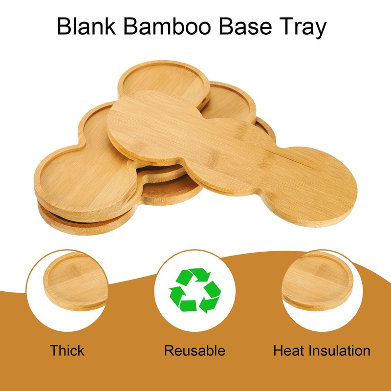 sourcing map 4pcs Mosaic Bamboo Coasters, 8.9 Inch Peanut Shape