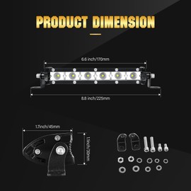 Willpower Single Row LED Light Bar Low Profile Ultra Thin Slim Mini Flood Beam On Grill Front Back Bumper Backup Light for Polaris RZR SxS Truck RV Trailer (7 in 30W-Flood)