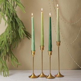 Nuanchu 4 Pcs 10 Inch 3D Christmas Tree Taper Candles Long Tapered Candlesticks Unscented, Smokeless, Dripless for Birthday Dinner Wedding Party Home Decor