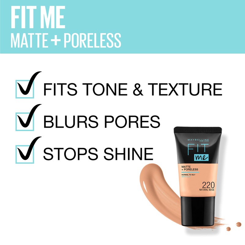 Maybelline New York Liquid Foundation, Matte & Poreless, Full Coverage