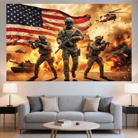 7X5ft Patriotic Soldier Backdrop 4th of July Veterans Day Memorial Day Background for Photography American Flag Patriotic Independence Day Themed Party Decorations Backdrops Photo Studio