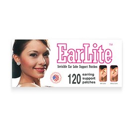 EarLite 120 (60 Ea X 2 Packs) Invisible Earring Ear Support Waterproof Patches in ZipLock Pouch - Made in USA