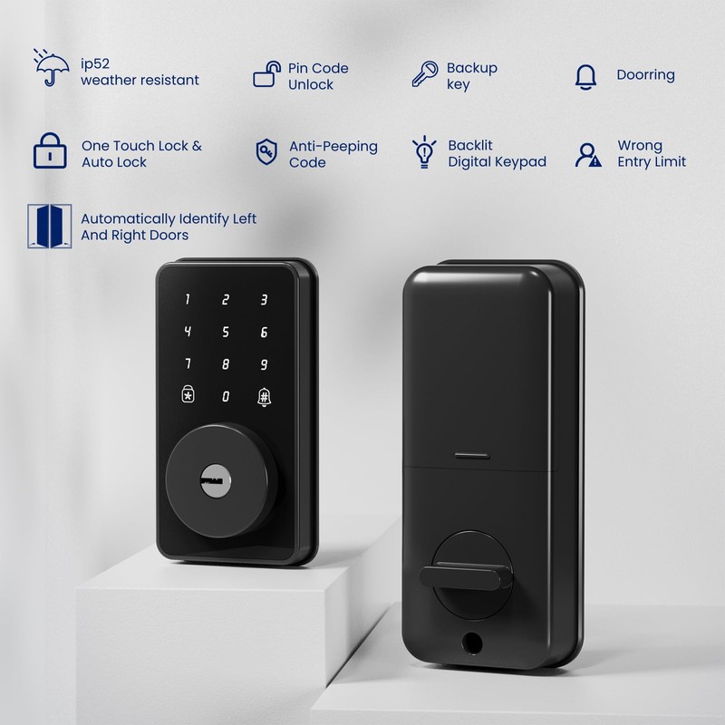 Biquole Keyless Entry Door Lock with Keypad-Electronic Door Lock with